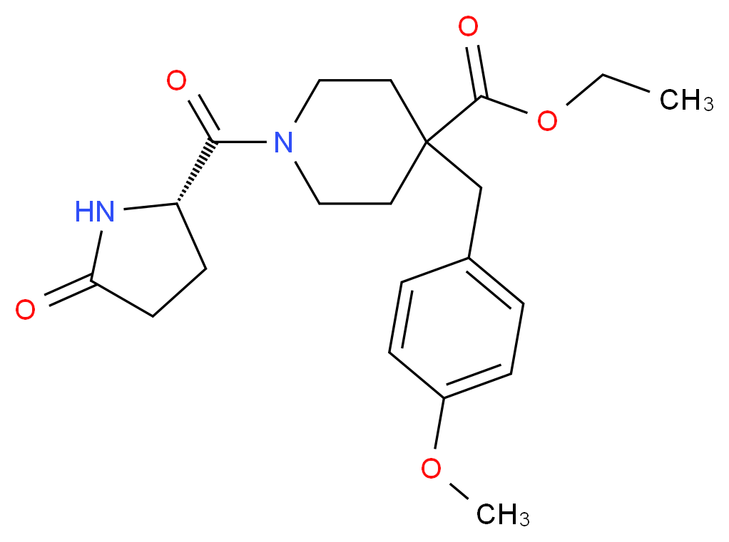 ethyl 4-(4-methoxybenzyl)-1-(5-oxo-L-prolyl)-4-piperidinecarboxylate_分子结构_CAS_)