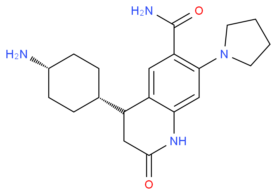 rac-4-(cis-4-aminocyclohexyl)-2-oxo-7-pyrrolidin-1-yl-1,2,3,4-tetrahydroquinoline-6-carboxamide_分子结构_CAS_)