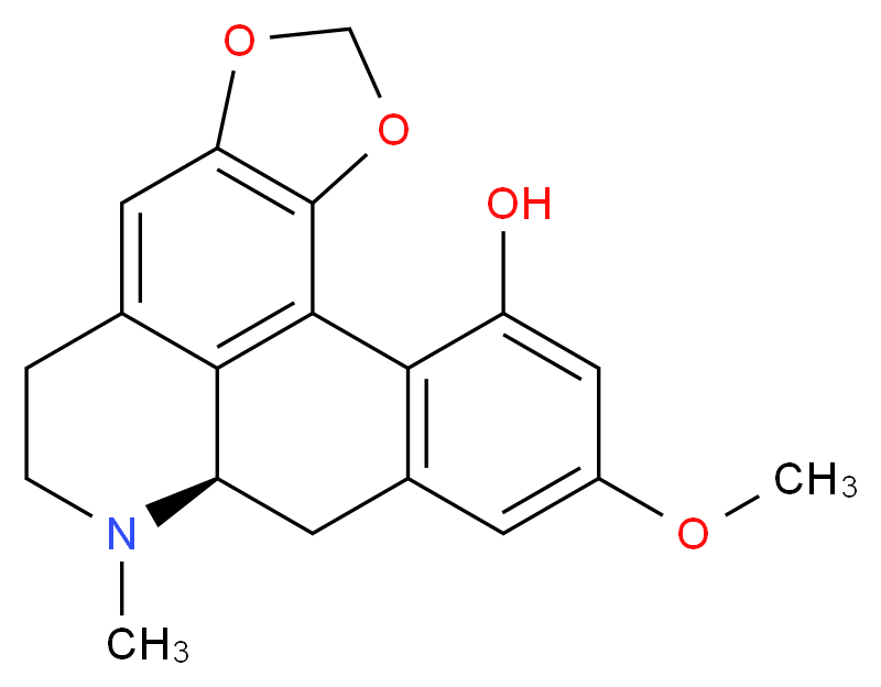 (12R)-16-methoxy-11-methyl-3,5-dioxa-11-azapentacyclo[10.7.1.0<sup>2</sup>,<sup>6</sup>.0<sup>8</sup>,<sup>2</sup><sup>0</sup>.0<sup>1</sup><sup>4</sup>,<sup>1</sup><sup>9</sup>]icosa-1(20),2(6),7,14(19),15,17-hexaen-18-ol_分子结构_CAS_86537-66-8