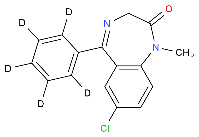 7-chloro-1-methyl-5-(<sup>2</sup>H<sub>5</sub>)phenyl-2,3-dihydro-1H-1,4-benzodiazepin-2-one_分子结构_CAS_65854-76-4