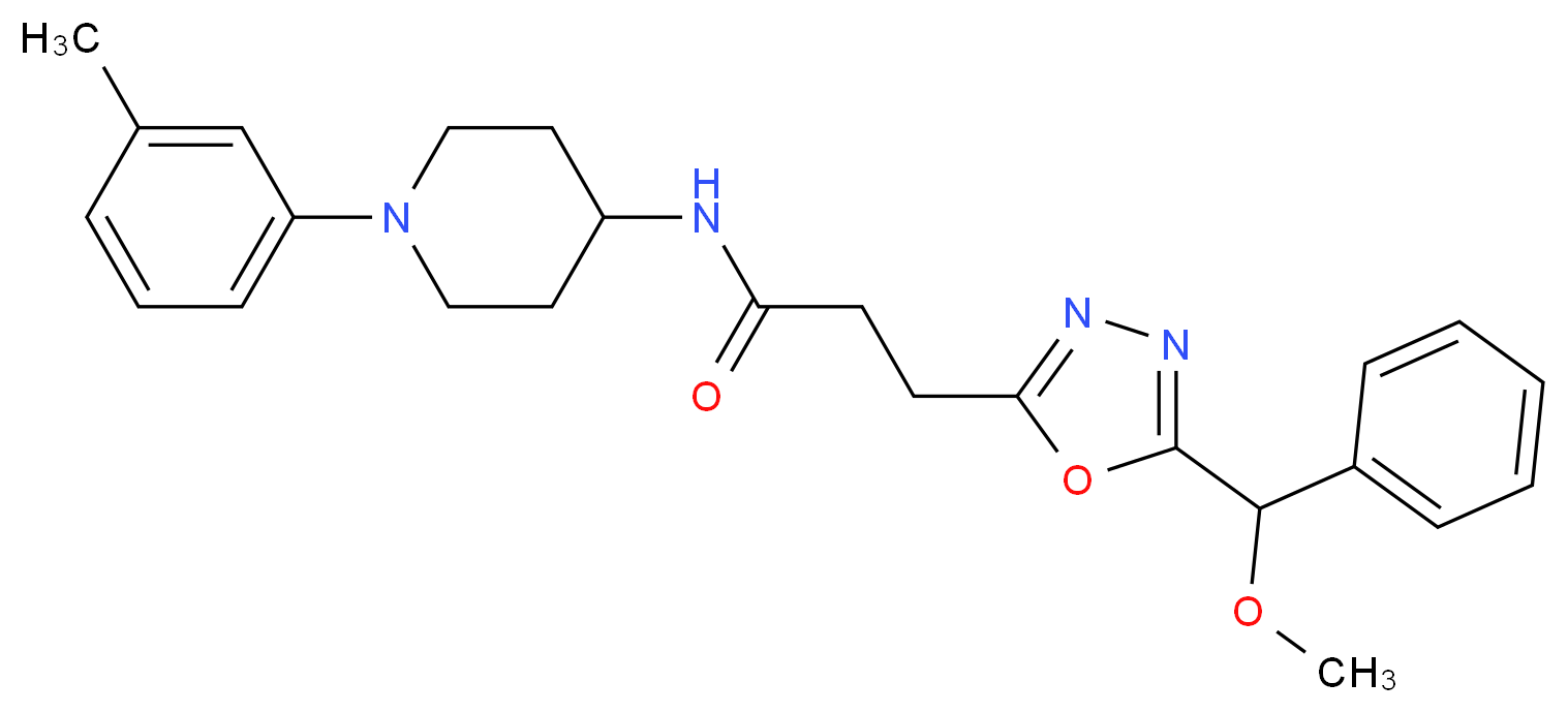 3-{5-[methoxy(phenyl)methyl]-1,3,4-oxadiazol-2-yl}-N-[1-(3-methylphenyl)-4-piperidinyl]propanamide_分子结构_CAS_)