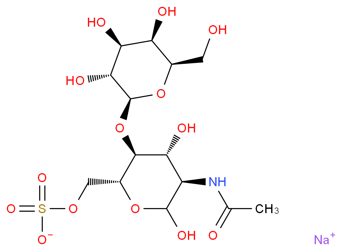 sodium [(2R,3S,4R,5R)-5-acetamido-4,6-dihydroxy-3-{[(2S,3R,4S,5R,6R)-3,4,5-trihydroxy-6-(hydroxymethyl)oxan-2-yl]oxy}oxan-2-yl]methyl sulfate_分子结构_CAS_145447-78-5