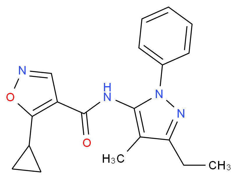 5-cyclopropyl-N-(3-ethyl-4-methyl-1-phenyl-1H-pyrazol-5-yl)isoxazole-4-carboxamide_分子结构_CAS_)
