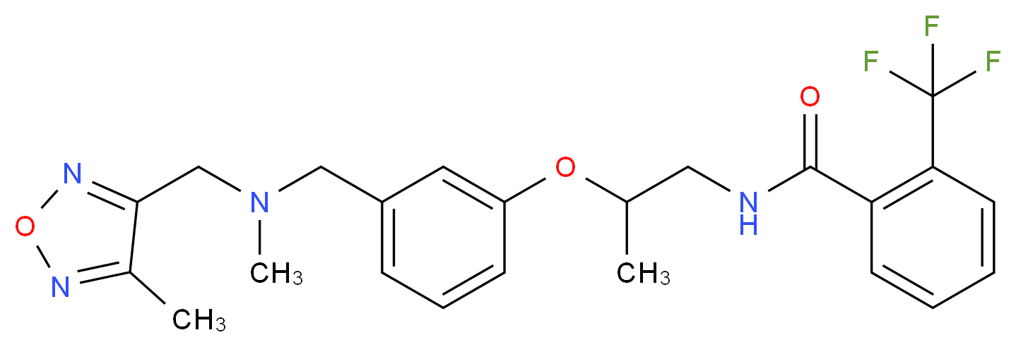 N-{2-[3-({methyl[(4-methyl-1,2,5-oxadiazol-3-yl)methyl]amino}methyl)phenoxy]propyl}-2-(trifluoromethyl)benzamide_分子结构_CAS_)