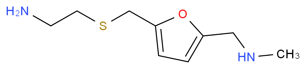2-[({5-[(methylamino)methyl]furan-2-yl}methyl)sulfanyl]ethan-1-amine_分子结构_CAS_66356-54-5
