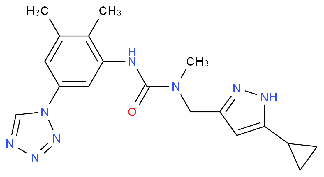 N-[(5-cyclopropyl-1H-pyrazol-3-yl)methyl]-N'-[2,3-dimethyl-5-(1H-tetrazol-1-yl)phenyl]-N-methylurea_分子结构_CAS_)