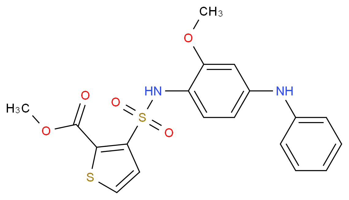 methyl 3-{[2-methoxy-4-(phenylamino)phenyl]sulfamoyl}thiophene-2-carboxylate_分子结构_CAS_1014691-61-2