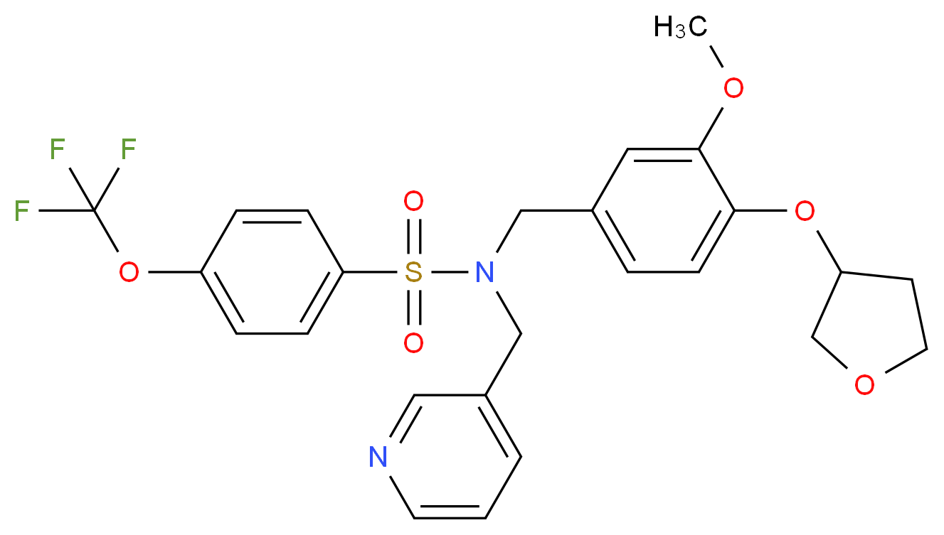N-[3-methoxy-4-(tetrahydro-3-furanyloxy)benzyl]-N-(3-pyridinylmethyl)-4-(trifluoromethoxy)benzenesulfonamide_分子结构_CAS_)