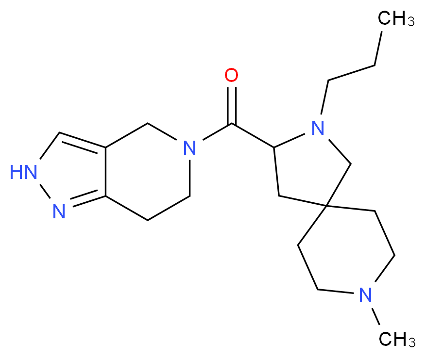 8-methyl-2-propyl-3-(2,4,6,7-tetrahydro-5H-pyrazolo[4,3-c]pyridin-5-ylcarbonyl)-2,8-diazaspiro[4.5]decane_分子结构_CAS_)