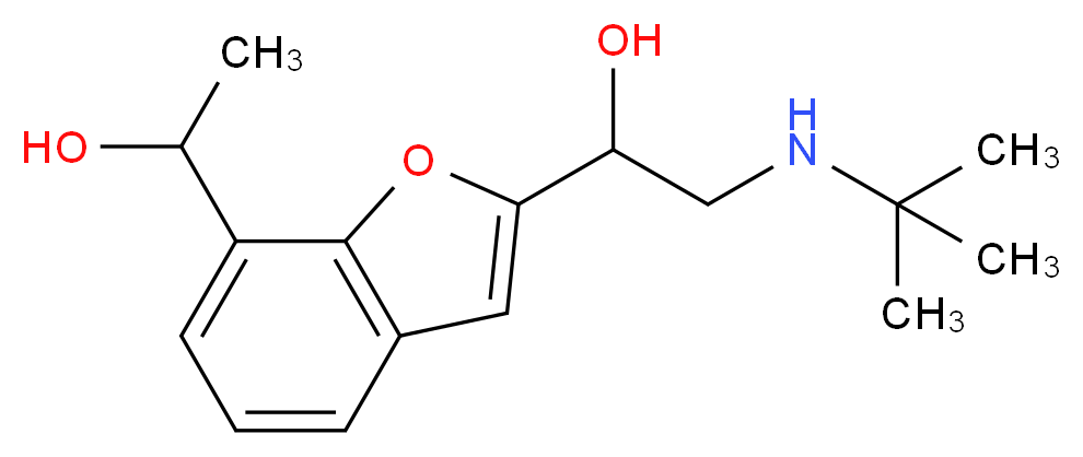 2-(tert-butylamino)-1-[7-(1-hydroxyethyl)-1-benzofuran-2-yl]ethan-1-ol_分子结构_CAS_57704-16-2