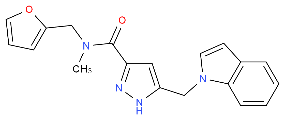N-(2-furylmethyl)-5-(1H-indol-1-ylmethyl)-N-methyl-1H-pyrazole-3-carboxamide_分子结构_CAS_)