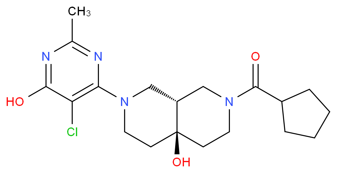 (4aR*,8aR*)-2-(5-chloro-6-hydroxy-2-methylpyrimidin-4-yl)-7-(cyclopentylcarbonyl)octahydro-2,7-naphthyridin-4a(2H)-ol_分子结构_CAS_)