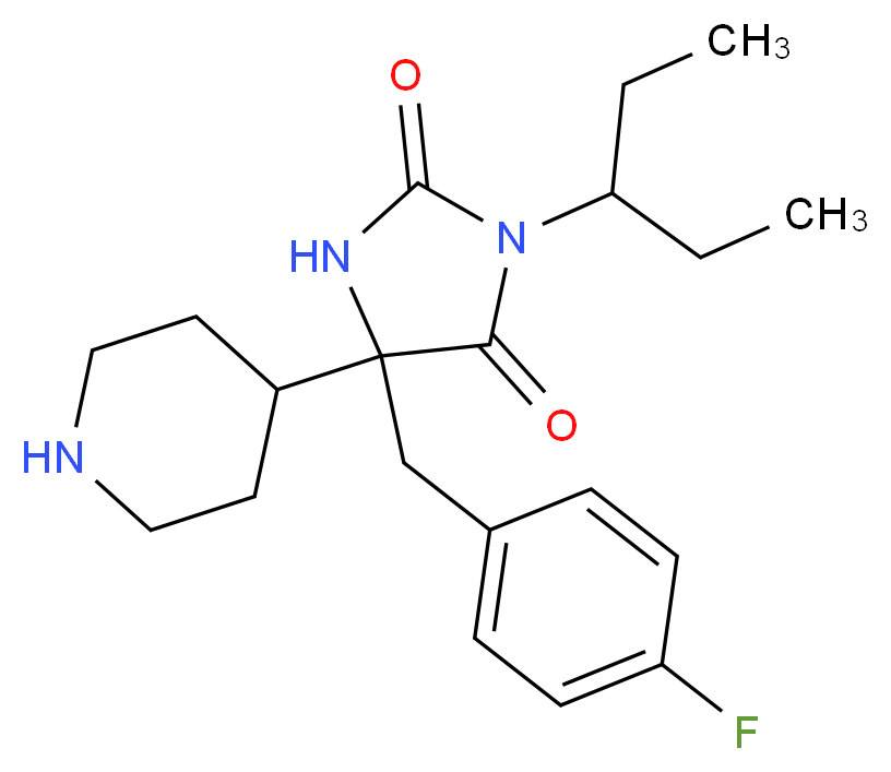 3-(1-ethylpropyl)-5-(4-fluorobenzyl)-5-piperidin-4-ylimidazolidine-2,4-dione_分子结构_CAS_)