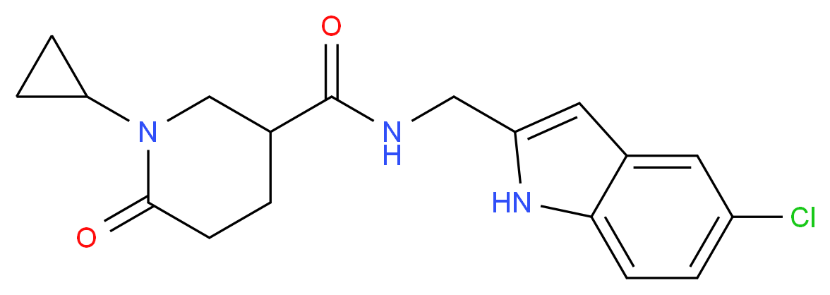 N-[(5-chloro-1H-indol-2-yl)methyl]-1-cyclopropyl-6-oxo-3-piperidinecarboxamide_分子结构_CAS_)