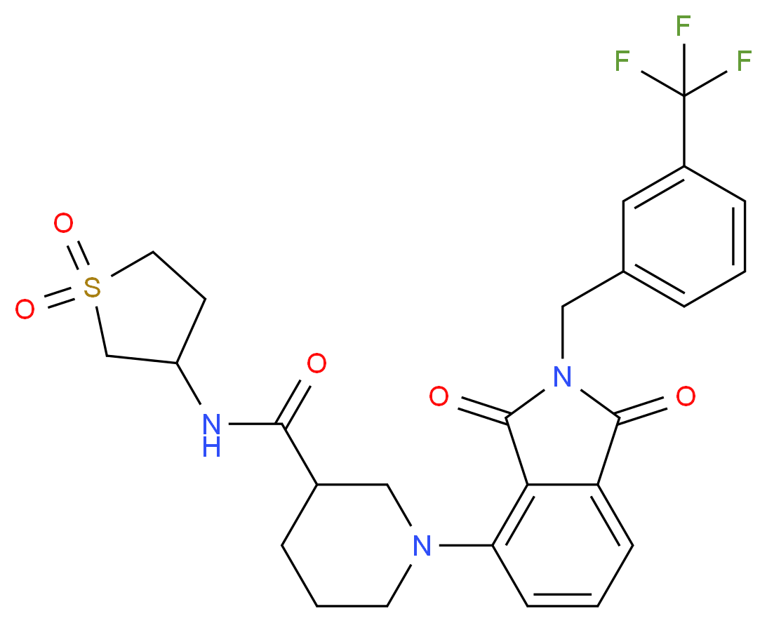 N-(1,1-dioxidotetrahydro-3-thienyl)-1-{1,3-dioxo-2-[3-(trifluoromethyl)benzyl]-2,3-dihydro-1H-isoindol-4-yl}-3-piperidinecarboxamide_分子结构_CAS_)