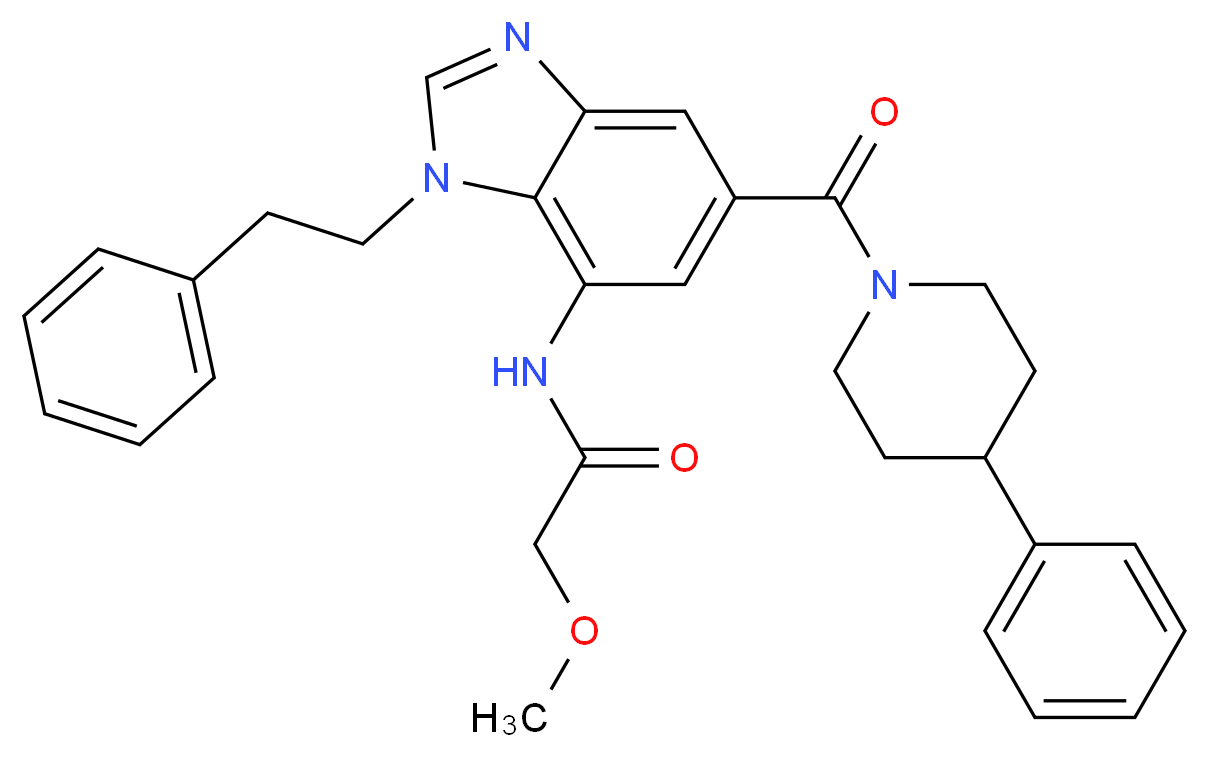 2-methoxy-N-{1-(2-phenylethyl)-5-[(4-phenyl-1-piperidinyl)carbonyl]-1H-benzimidazol-7-yl}acetamide_分子结构_CAS_)