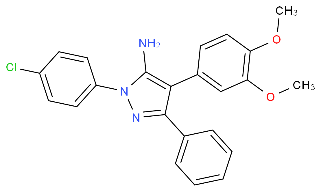 1-(4-chlorophenyl)-4-(3,4-dimethoxyphenyl)-3-phenyl-1H-pyrazol-5-amine_分子结构_CAS_)