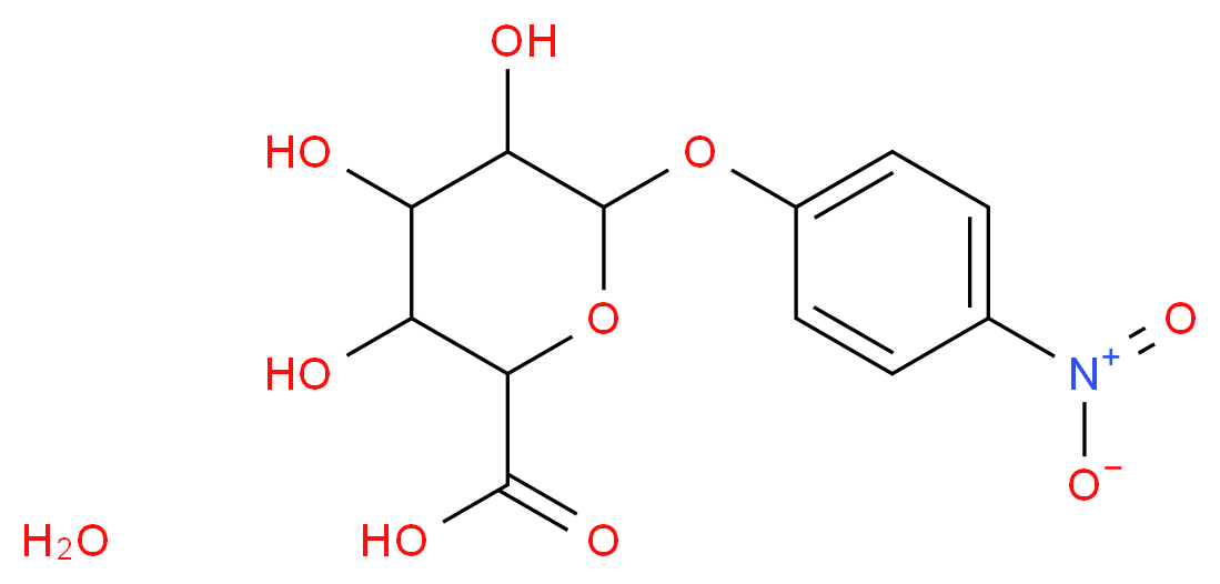 3,4,5-trihydroxy-6-(4-nitrophenoxy)oxane-2-carboxylic acid hydrate_分子结构_CAS_10344-94-2