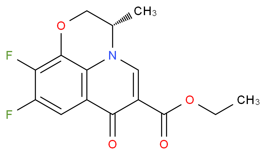 ethyl (2S)-6,7-difluoro-2-methyl-10-oxo-4-oxa-1-azatricyclo[7.3.1.0<sup>5</sup>,<sup>1</sup><sup>3</sup>]trideca-5(13),6,8,11-tetraene-11-carboxylate_分子结构_CAS_106939-34-8