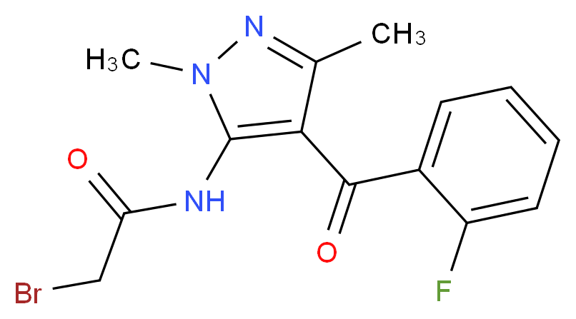 2-Bromo-N-[4-(2-fluorobenzoyl)-1,3-dimethyl-1H-pyrazol-5-yl]-acetamide_分子结构_CAS_63960-69-0)