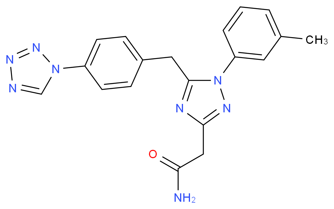 2-{1-(3-methylphenyl)-5-[4-(1H-tetrazol-1-yl)benzyl]-1H-1,2,4-triazol-3-yl}acetamide_分子结构_CAS_)