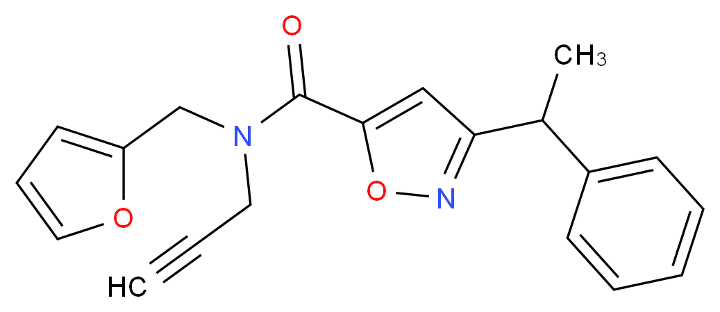 N-(2-furylmethyl)-3-(1-phenylethyl)-N-2-propyn-1-yl-5-isoxazolecarboxamide_分子结构_CAS_)