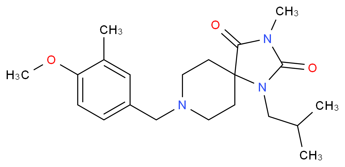 1-isobutyl-8-(4-methoxy-3-methylbenzyl)-3-methyl-1,3,8-triazaspiro[4.5]decane-2,4-dione_分子结构_CAS_)