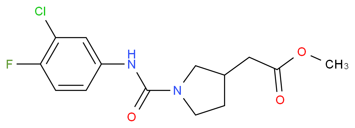 methyl (1-{[(3-chloro-4-fluorophenyl)amino]carbonyl}pyrrolidin-3-yl)acetate_分子结构_CAS_)
