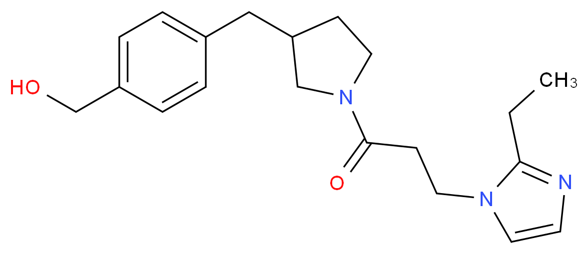 [4-({1-[3-(2-ethyl-1H-imidazol-1-yl)propanoyl]pyrrolidin-3-yl}methyl)phenyl]methanol_分子结构_CAS_)