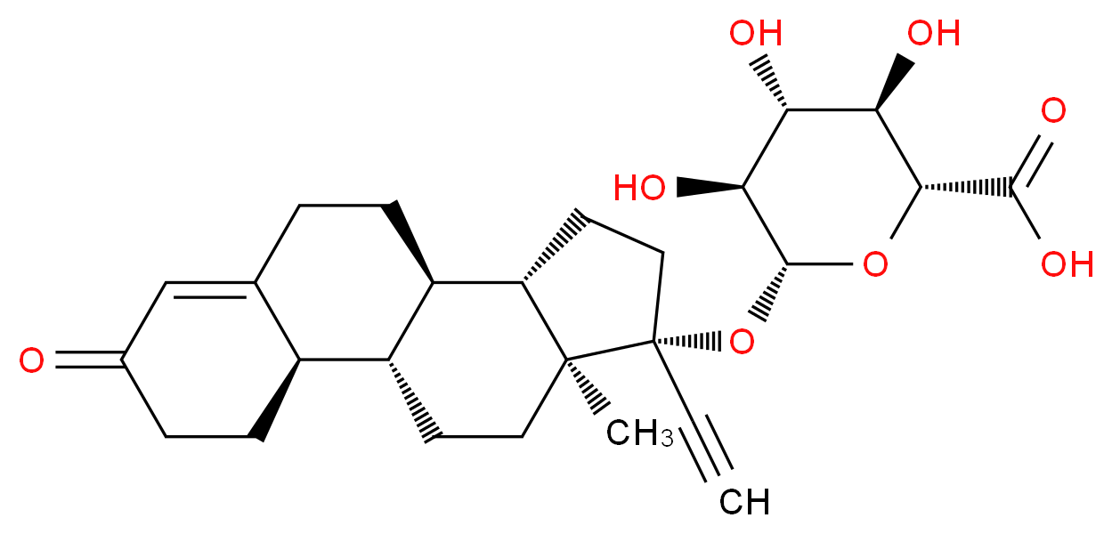 (2R,3R,4R,5S,6R)-6-{[(1S,2R,10R,11S,14R,15S)-14-ethynyl-15-methyl-5-oxotetracyclo[8.7.0.0<sup>2</sup>,<sup>7</sup>.0<sup>1</sup><sup>1</sup>,<sup>1</sup><sup>5</sup>]heptadec-6-en-14-yl]oxy}-3,4,5-trihydroxyoxane-2-carboxylic acid_分子结构_CAS_64701-11-7