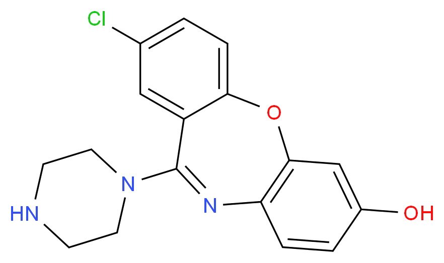 13-chloro-10-(piperazin-1-yl)-2-oxa-9-azatricyclo[9.4.0.0<sup>3</sup>,<sup>8</sup>]pentadeca-1(15),3(8),4,6,9,11,13-heptaen-5-ol_分子结构_CAS_37081-76-8