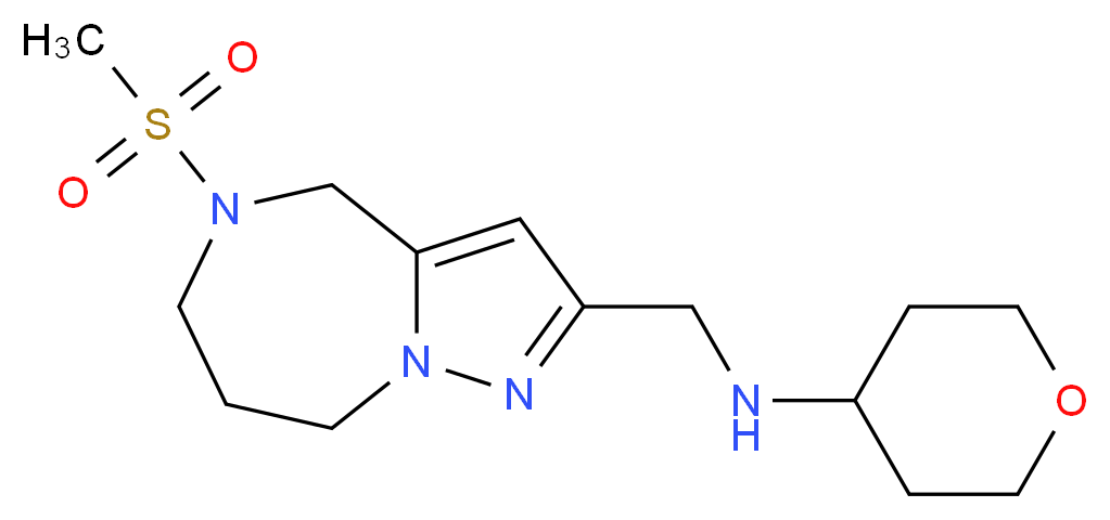 N-{[5-(methylsulfonyl)-5,6,7,8-tetrahydro-4H-pyrazolo[1,5-a][1,4]diazepin-2-yl]methyl}tetrahydro-2H-pyran-4-amine_分子结构_CAS_)