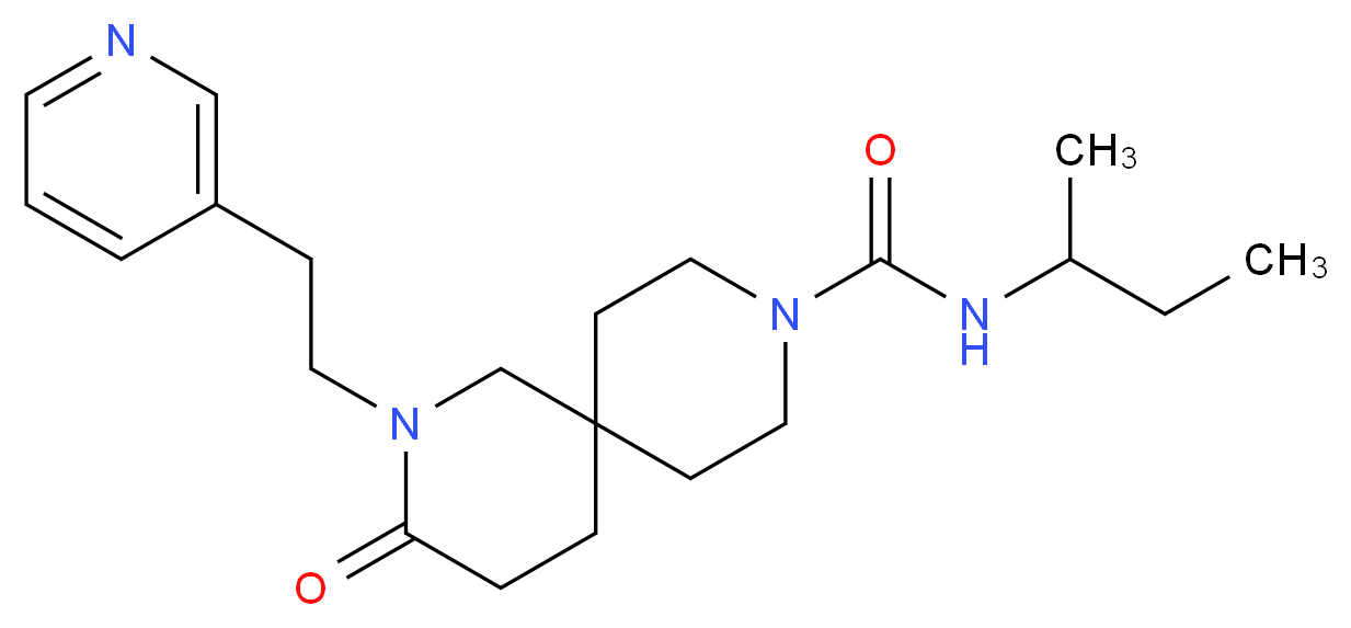 N-(sec-butyl)-3-oxo-2-(2-pyridin-3-ylethyl)-2,9-diazaspiro[5.5]undecane-9-carboxamide_分子结构_CAS_)