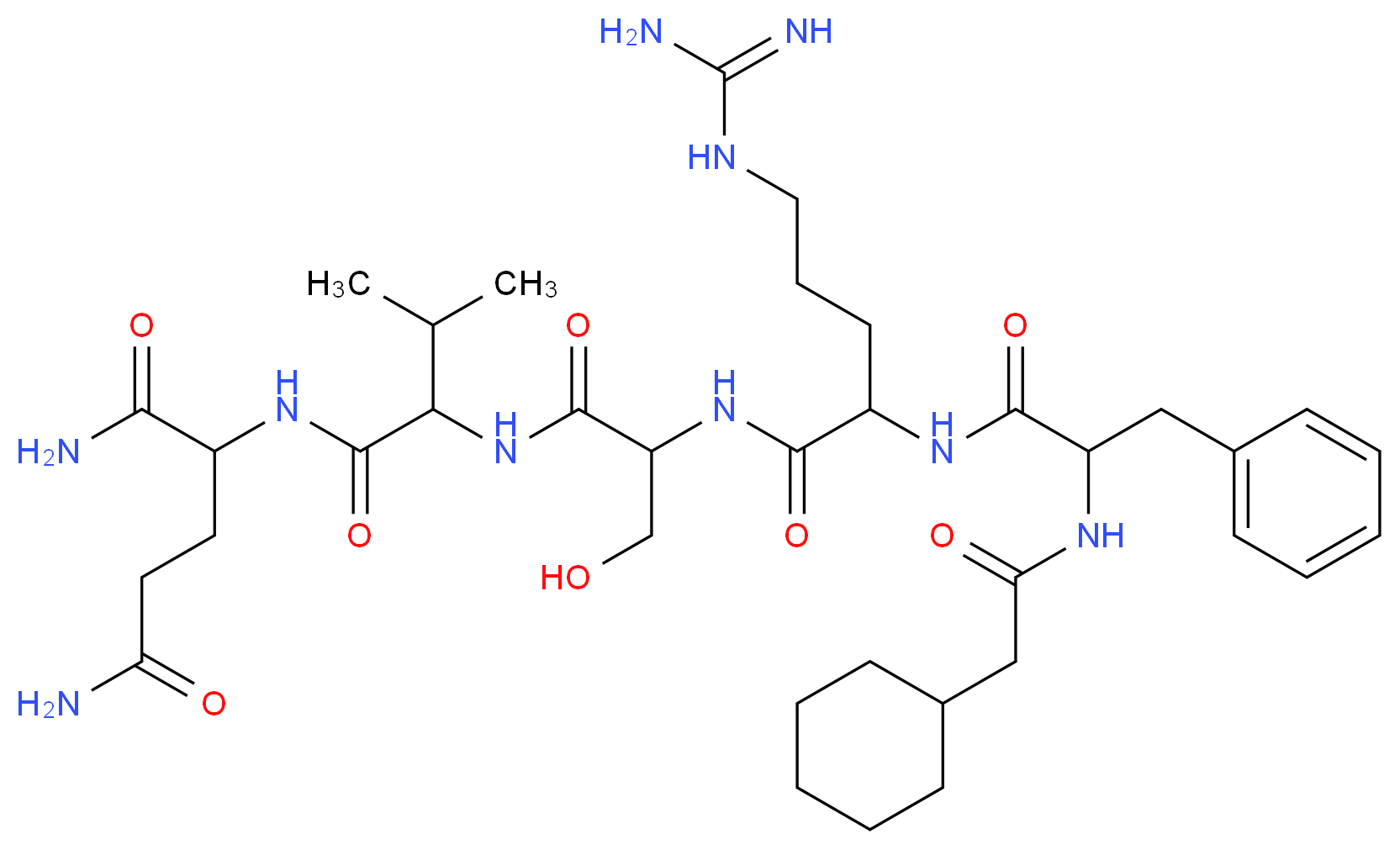 Cyclohexylacetyl-Phe-Arg-Ser-Val-Gln amide_分子结构_CAS_113584-01-3)