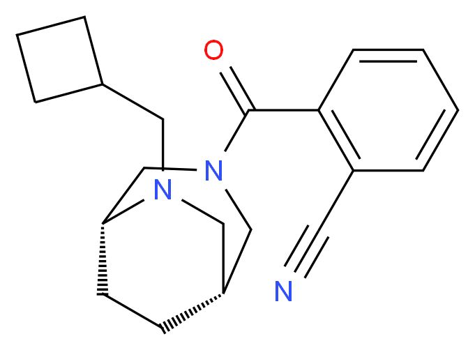 2-{[(1R*,5R*)-6-(cyclobutylmethyl)-3,6-diazabicyclo[3.2.2]non-3-yl]carbonyl}benzonitrile_分子结构_CAS_)