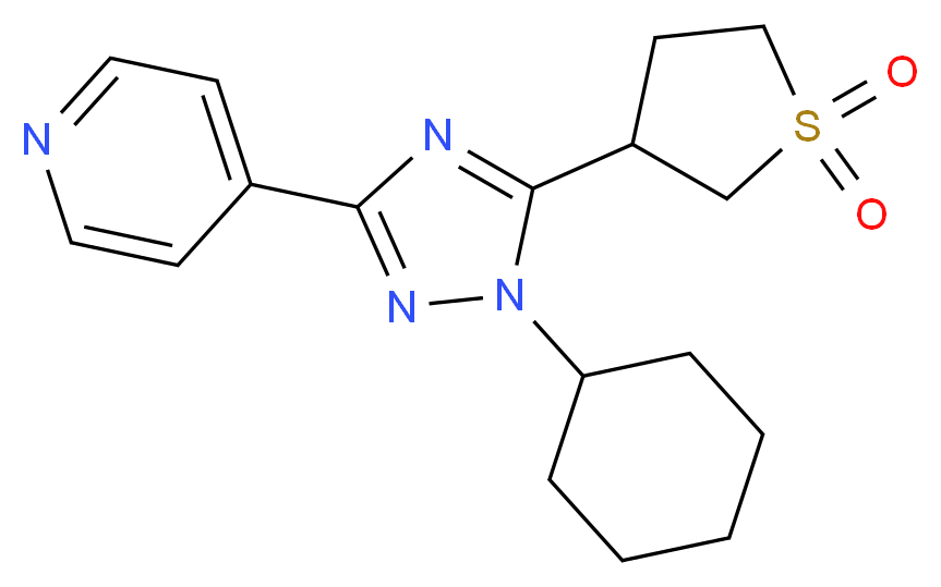 4-[1-cyclohexyl-5-(1,1-dioxidotetrahydro-3-thienyl)-1H-1,2,4-triazol-3-yl]pyridine_分子结构_CAS_)