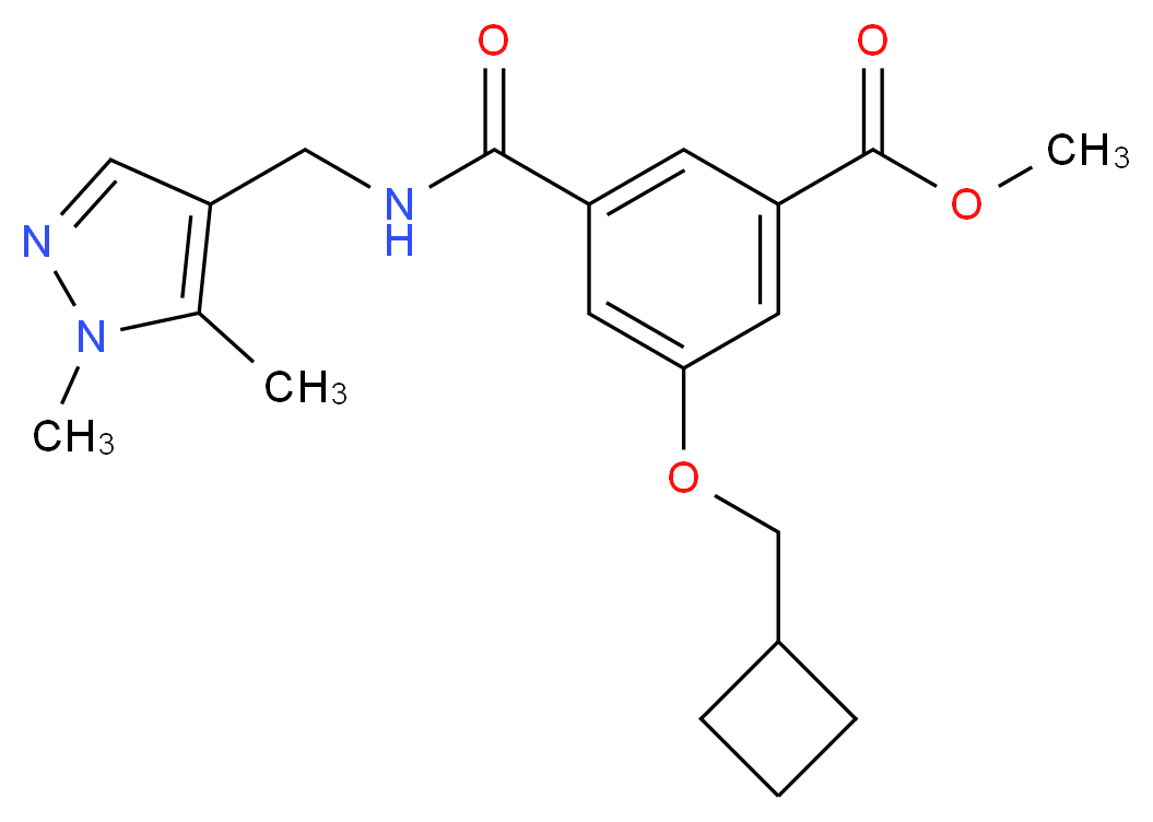 methyl 3-(cyclobutylmethoxy)-5-({[(1,5-dimethyl-1H-pyrazol-4-yl)methyl]amino}carbonyl)benzoate_分子结构_CAS_)