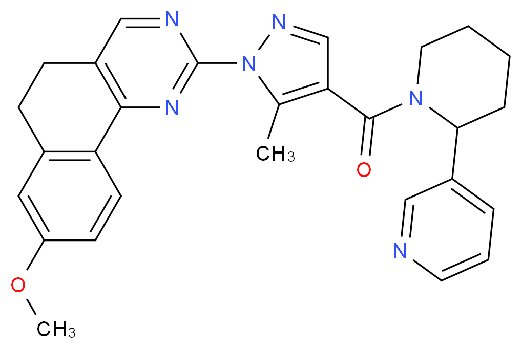 8-methoxy-2-(5-methyl-4-{[2-(3-pyridinyl)-1-piperidinyl]carbonyl}-1H-pyrazol-1-yl)-5,6-dihydrobenzo[h]quinazoline_分子结构_CAS_)