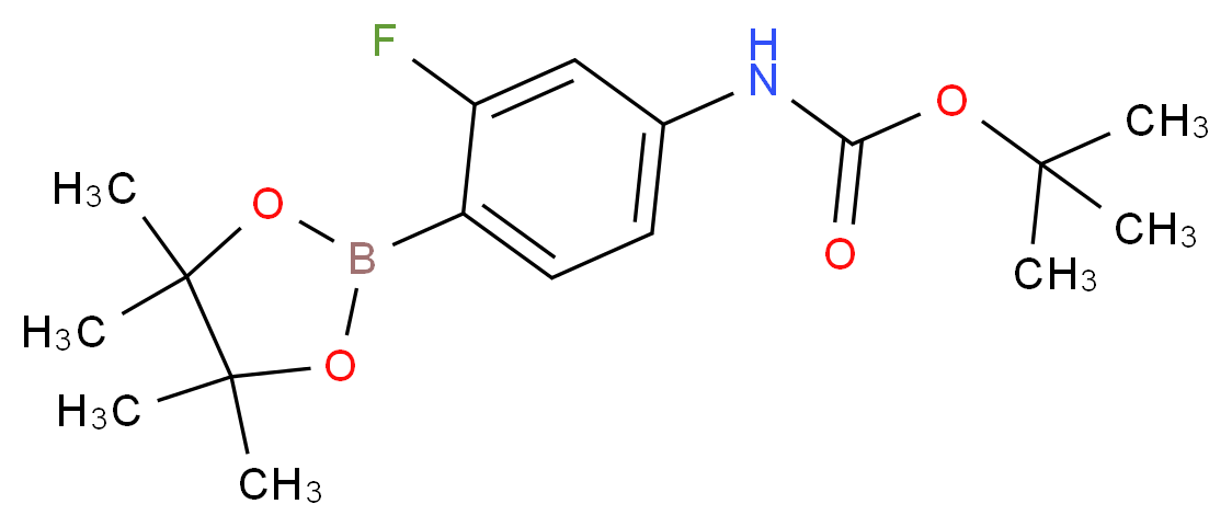 tert-butyl N-[3-fluoro-4-(tetramethyl-1,3,2-dioxaborolan-2-yl)phenyl]carbamate_分子结构_CAS_1256256-45-7