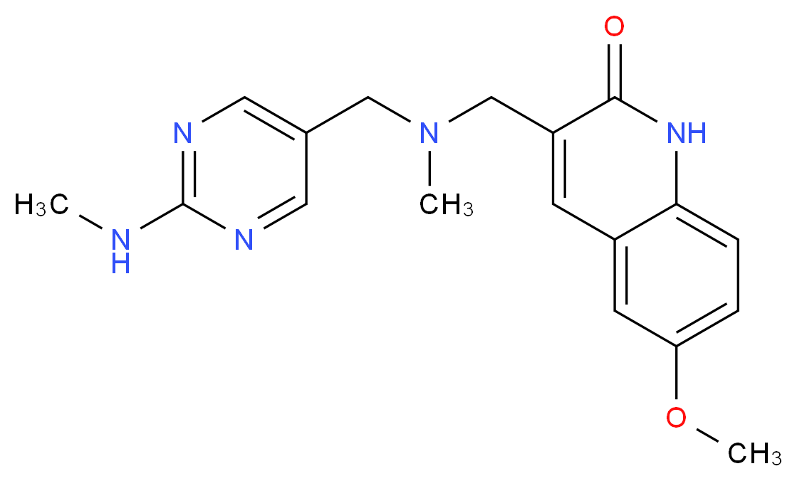 6-methoxy-3-[(methyl{[2-(methylamino)pyrimidin-5-yl]methyl}amino)methyl]quinolin-2(1H)-one_分子结构_CAS_)