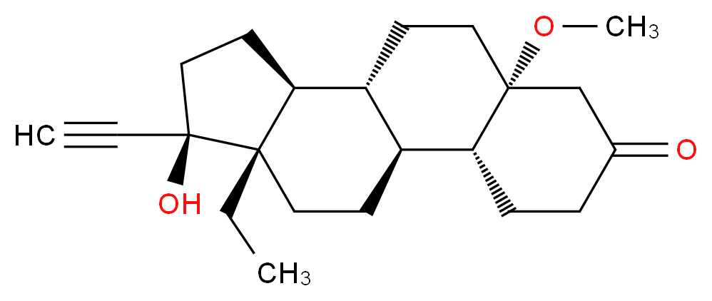 (1S,2R,7R,10R,11S,14R,15S)-15-ethyl-14-ethynyl-14-hydroxy-7-methoxytetracyclo[8.7.0.0<sup>2</sup>,<sup>7</sup>.0<sup>1</sup><sup>1</sup>,<sup>1</sup><sup>5</sup>]heptadecan-5-one_分子结构_CAS_155683-60-6