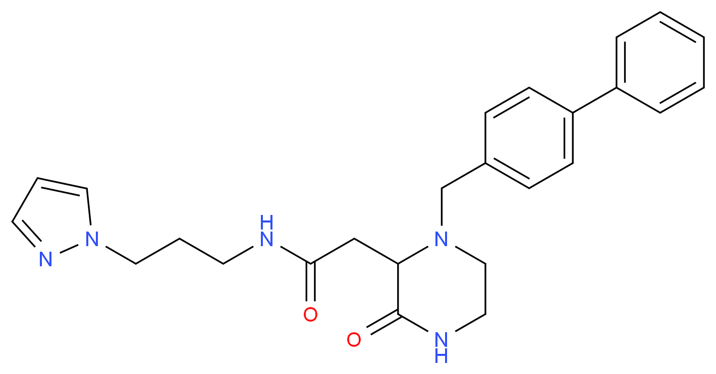 2-[1-(4-biphenylylmethyl)-3-oxo-2-piperazinyl]-N-[3-(1H-pyrazol-1-yl)propyl]acetamide_分子结构_CAS_)