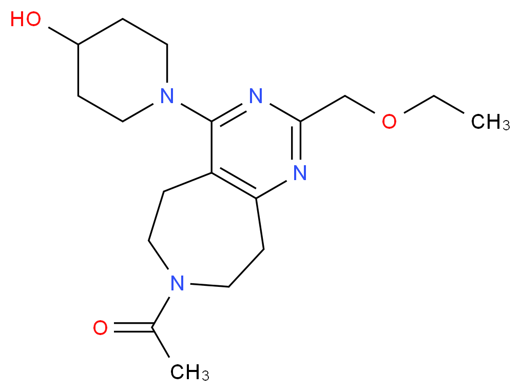 1-[7-acetyl-2-(ethoxymethyl)-6,7,8,9-tetrahydro-5H-pyrimido[4,5-d]azepin-4-yl]piperidin-4-ol_分子结构_CAS_)