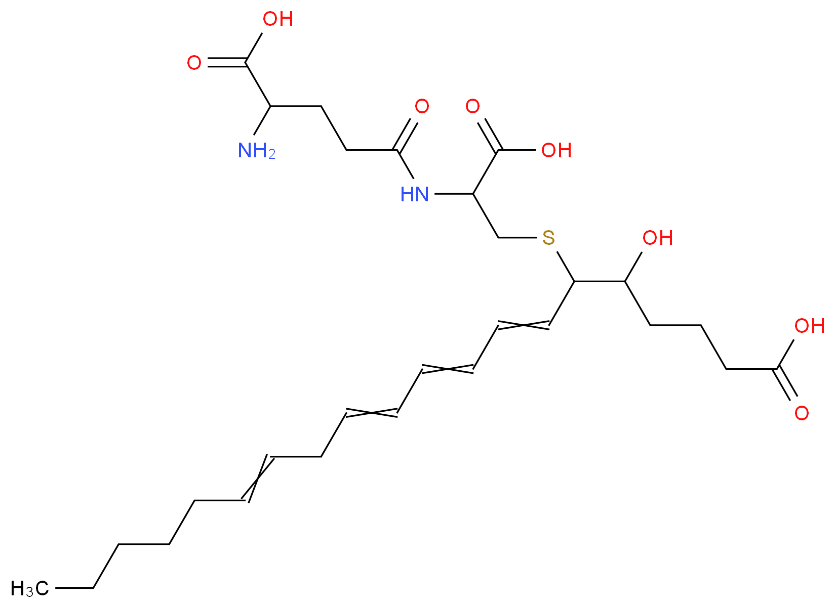 6-{[2-(4-amino-4-carboxybutanamido)-2-carboxyethyl]sulfanyl}-5-hydroxyicosa-7,9,11,14-tetraenoic acid_分子结构_CAS_83851-42-7