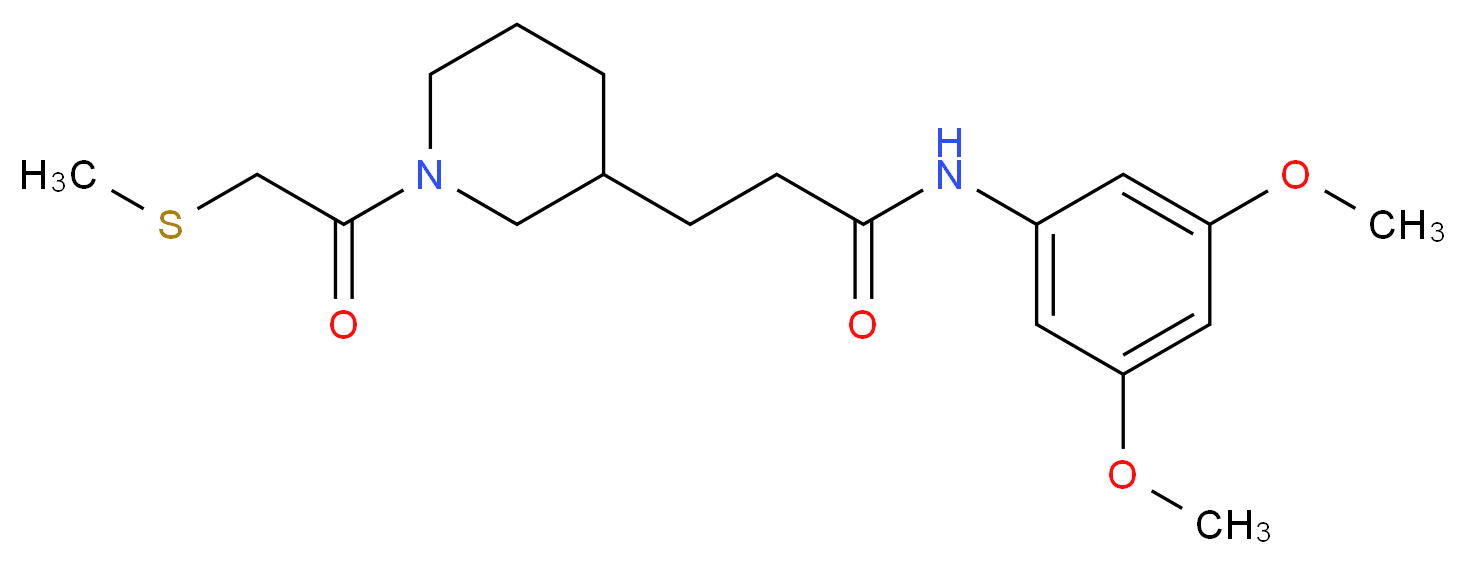 N-(3,5-dimethoxyphenyl)-3-{1-[(methylthio)acetyl]-3-piperidinyl}propanamide_分子结构_CAS_)