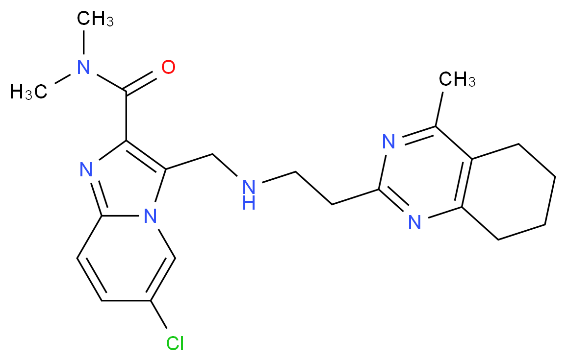 6-chloro-N,N-dimethyl-3-({[2-(4-methyl-5,6,7,8-tetrahydro-2-quinazolinyl)ethyl]amino}methyl)imidazo[1,2-a]pyridine-2-carboxamide_分子结构_CAS_)