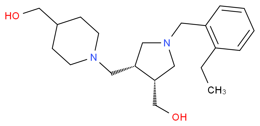 ((3R*,4R*)-1-(2-ethylbenzyl)-4-{[4-(hydroxymethyl)piperidin-1-yl]methyl}pyrrolidin-3-yl)methanol_分子结构_CAS_)