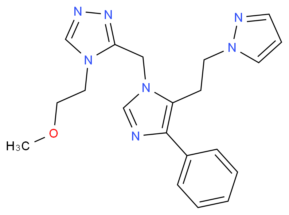 4-(2-methoxyethyl)-3-({4-phenyl-5-[2-(1H-pyrazol-1-yl)ethyl]-1H-imidazol-1-yl}methyl)-4H-1,2,4-triazole_分子结构_CAS_)