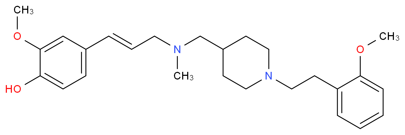 2-methoxy-4-{(1E)-3-[({1-[2-(2-methoxyphenyl)ethyl]-4-piperidinyl}methyl)(methyl)amino]-1-propen-1-yl}phenol_分子结构_CAS_)