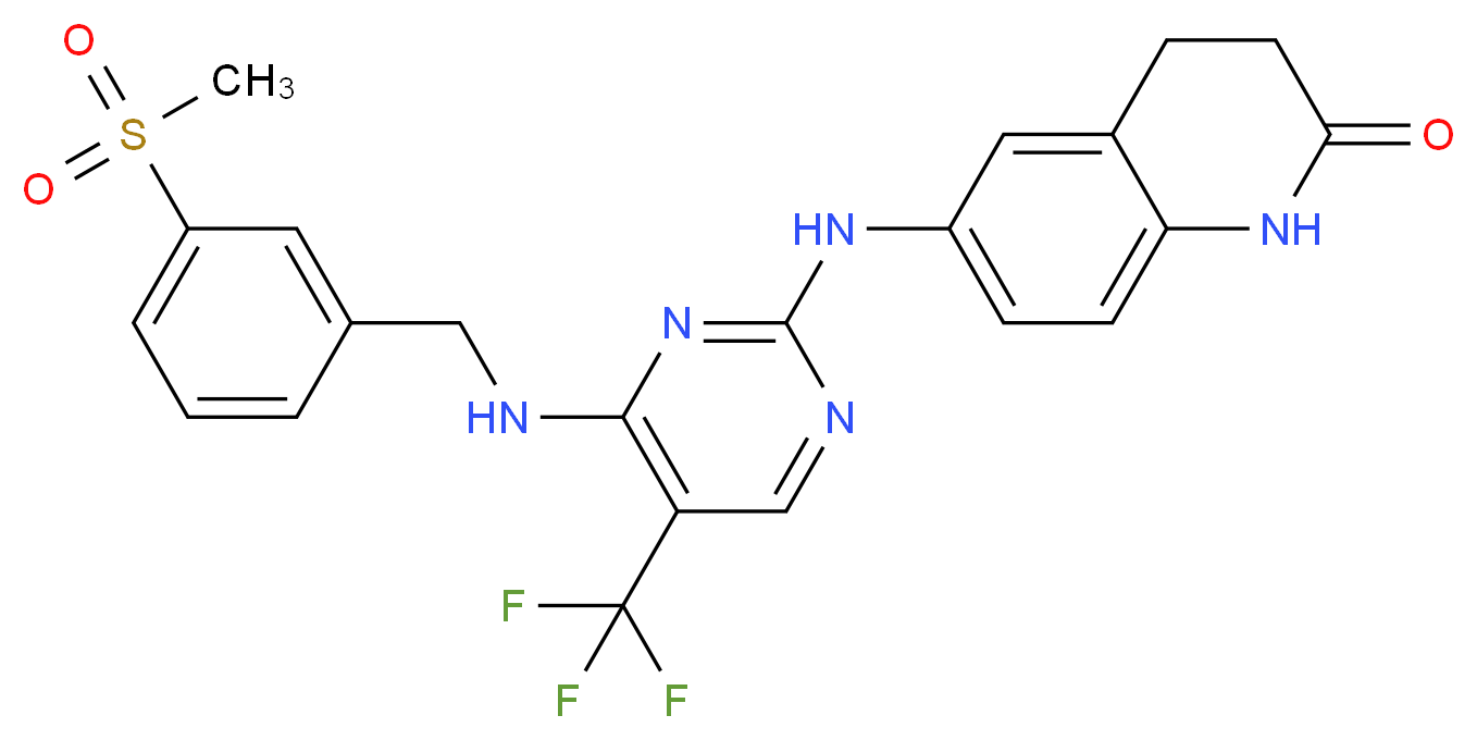 6-[(4-{[(3-methanesulfonylphenyl)methyl]amino}-5-(trifluoromethyl)pyrimidin-2-yl)amino]-1,2,3,4-tetrahydroquinolin-2-one_分子结构_CAS_869288-64-2
